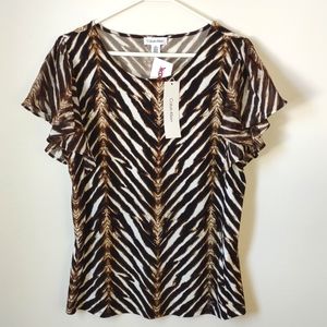 Calvin Klein Women's Small Zebra Print Blouse